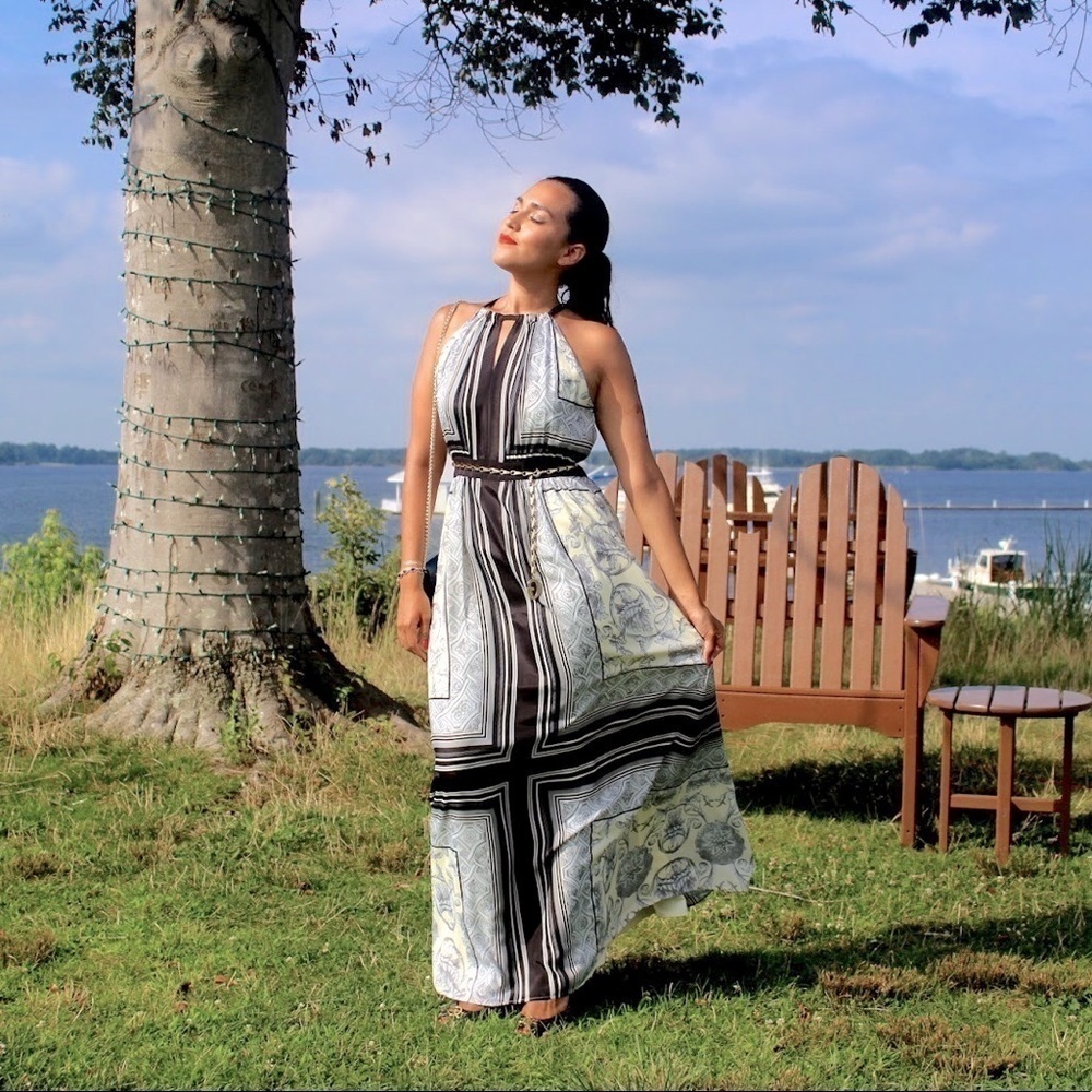 Vince Camuto Baroque Print Maxi Dress